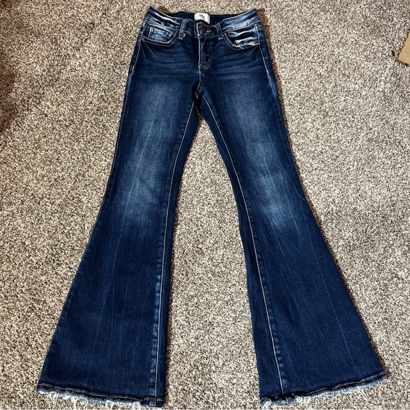 BKE Bottoms Bke Youth 2 Jeans Girls Bootcut Flared Dark Wash Blue